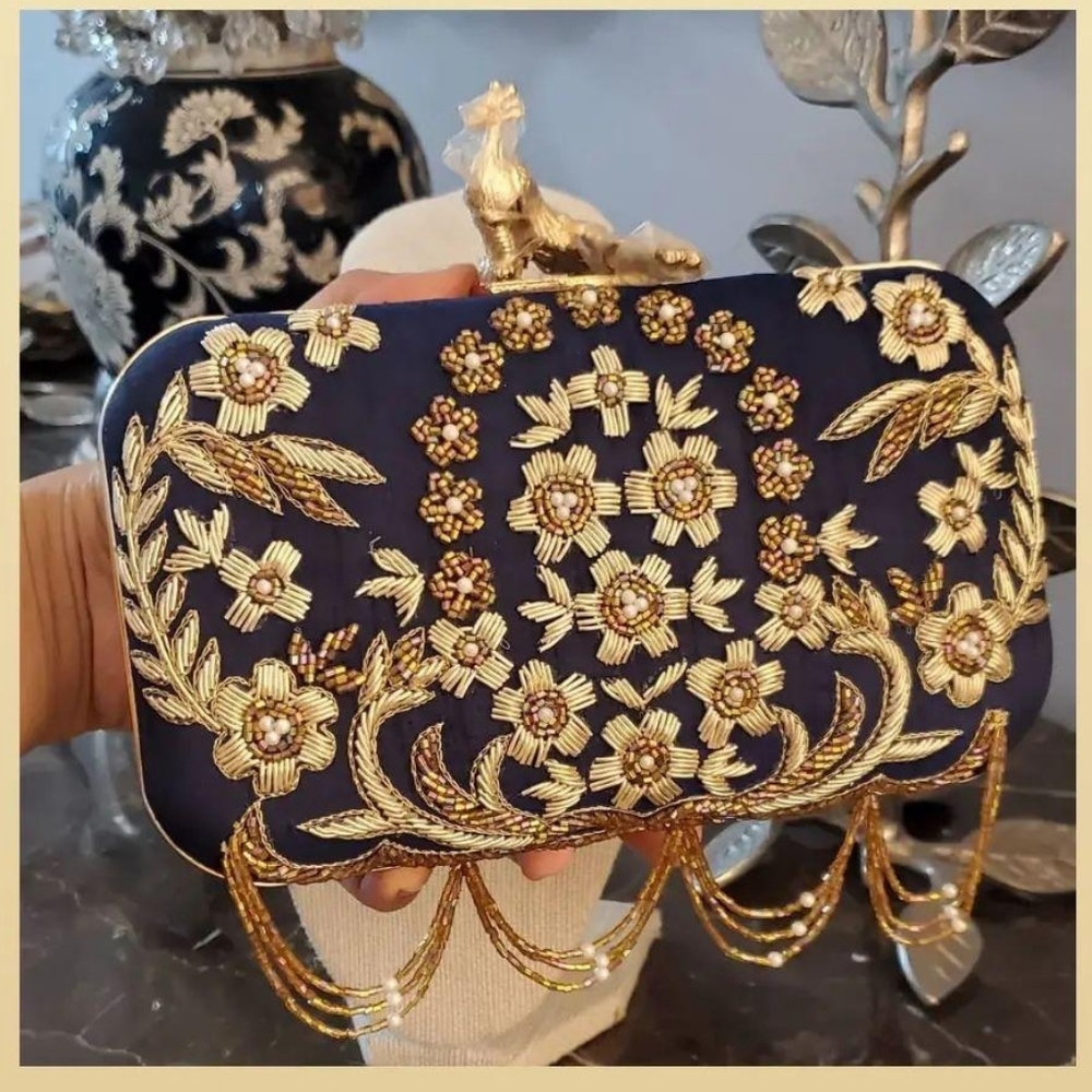 Fancy clutch. Deep blue color.